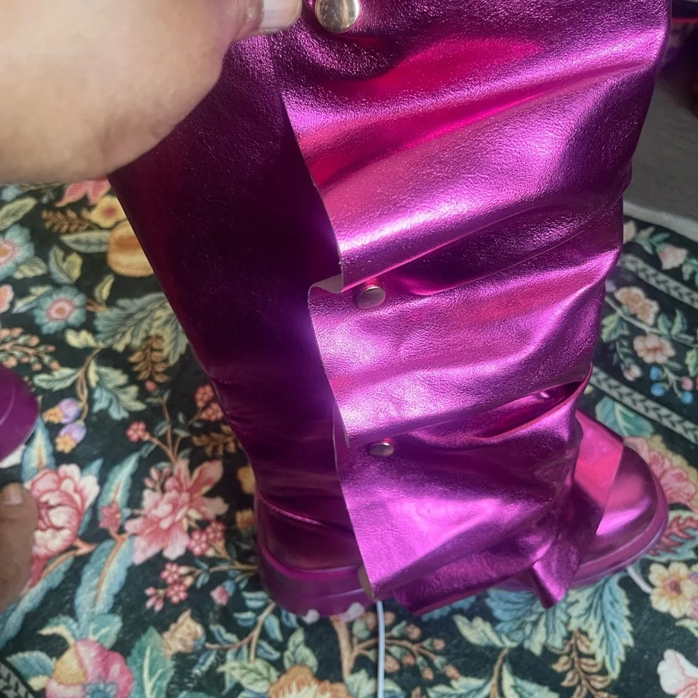 Boots Metallic Magenta Platform Over-the-Knee Boots - Women No Name